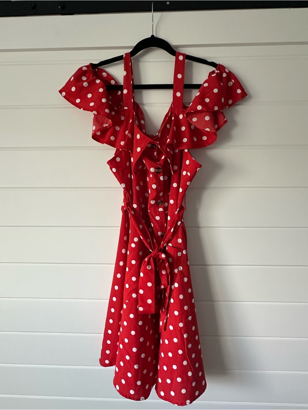 SHEIN Red and White Polka Dot Dress